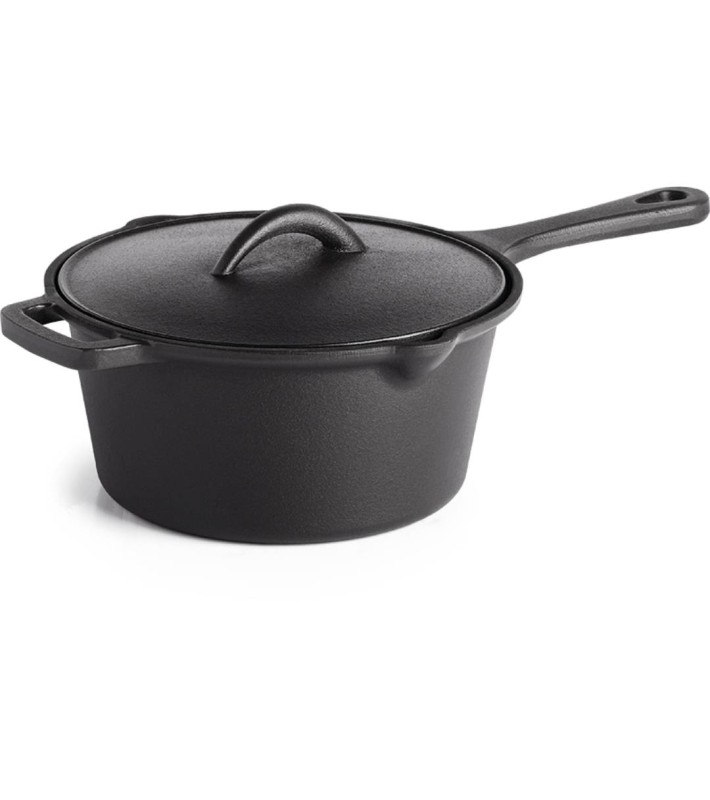 Round Cast Iron Sauce Pot with Lid Napoleon - Black - Ø17 × H10.2cm Round Cast Iron Sauce Pot with Lid Napoleon - Black - Ø17 × H10.2cm