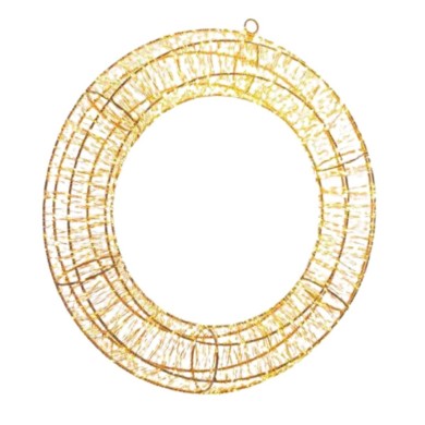 LIGHTED WREATH, 1440 WARM WHITE LED, WITH ADAPTOR, COPPER WIRE, 50cm, IP44 LIGHTED WREATH, 1440 WARM WHITE LED, WITH ADAPTOR, COPPER WIRE, 50cm, IP44