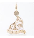 Ornament Hat - Wooden White/Gold 22X9,5X0,5CM