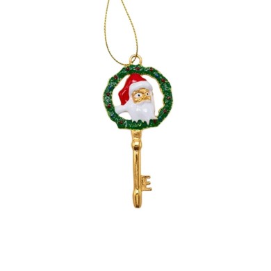 KEY ORNAMENT GOLD WITH SANTA 9X4CM KEY ORNAMENT GOLD WITH SANTA 9X4CM