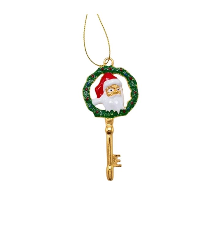 KEY ORNAMENT GOLD WITH SANTA 9X4CM KEY ORNAMENT GOLD WITH SANTA 9X4CM