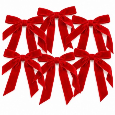 LITTLE VELVET BOWS, RED, SET 6PCS, 13x19cm LITTLE VELVET BOWS, RED, SET 6PCS, 13x19cm