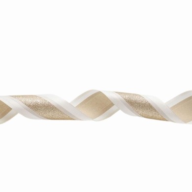 Decorative Ribbon - Gold/White - 914x6.3cm