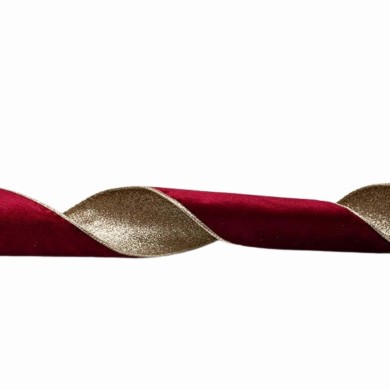 Decorative Ribbon - Double Sided - Burgundy/Gold - 914x10cm