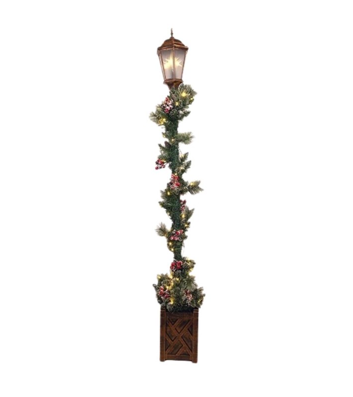 COLUMN WITH CHRISTMAS GARLAND, ILLUMINATED, WITH ADAPTOR, 210cm COLUMN WITH CHRISTMAS GARLAND, ILLUMINATED, WITH ADAPTOR, 210cm