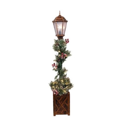 COLUMN WITH CHRISTMAS GARLAND, ILLUMINATED, WITH ADAPTOR, 150CM COLUMN WITH CHRISTMAS GARLAND, ILLUMINATED, WITH ADAPTOR, 150CM