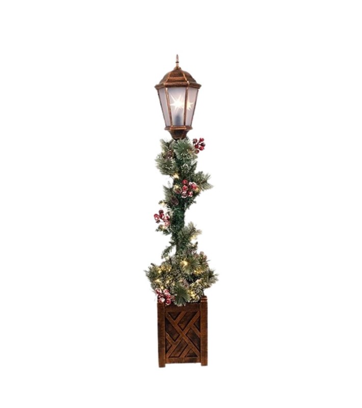 COLUMN WITH CHRISTMAS GARLAND, ILLUMINATED, WITH ADAPTOR, 150CM COLUMN WITH CHRISTMAS GARLAND, ILLUMINATED, WITH ADAPTOR, 150CM