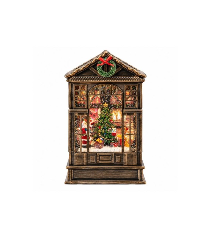 Christmas House with Tree & Water - Bronze - 1 LED - Battery Operated - 16x9.3x25.6cm Christmas House with Tree & Water - Bronze - 1 LED - Battery Operated - 16x9.3x25.6cm