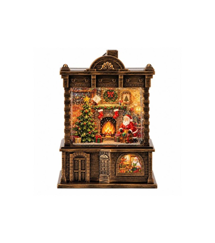 Christmas House with Fireplace & Water - Bronze - 1 LED - Battery Operated - 16.5x9.5x21.7cm Christmas House with Fireplace & Water - Bronze - 1 LED - Battery Operated - 16.5x9.5x21.7cm