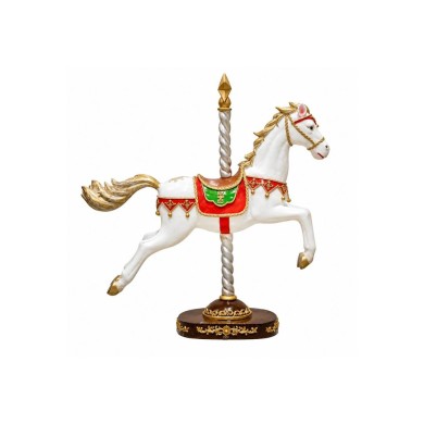 Decorative Phantasmagoric Carousel Horse - White & Gold - Fiberglass - 150x32x160cm Decorative Phantasmagoric Carousel Horse - White & Gold - Fiberglass - 150x32x160cm