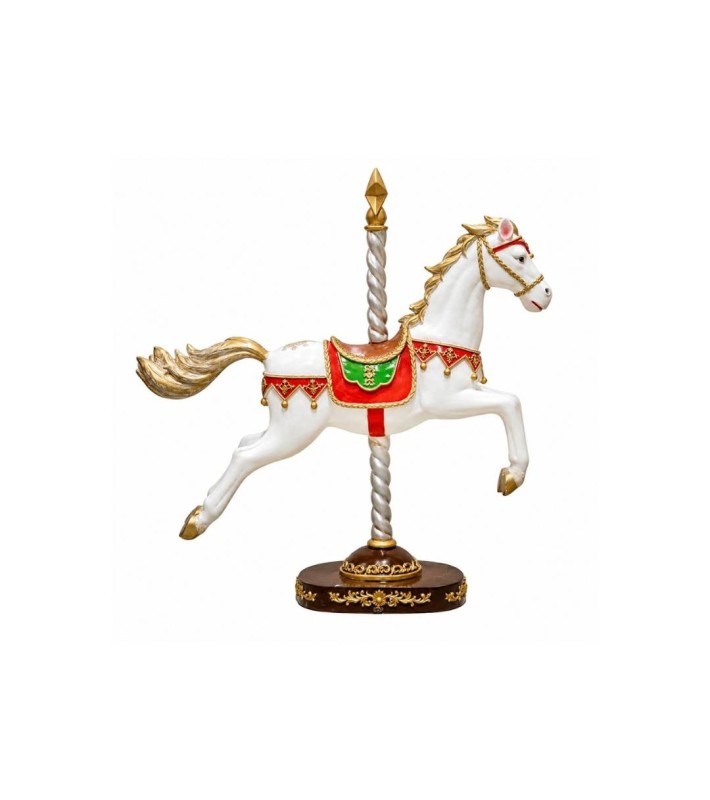 Decorative Phantasmagoric Carousel Horse - White & Gold - Fiberglass - 150x32x160cm Decorative Phantasmagoric Carousel Horse - White & Gold - Fiberglass - 150x32x160cm
