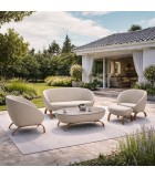 Outdoor Sofa Set - Broadway - integrated MarinePLUS leather - Cream 