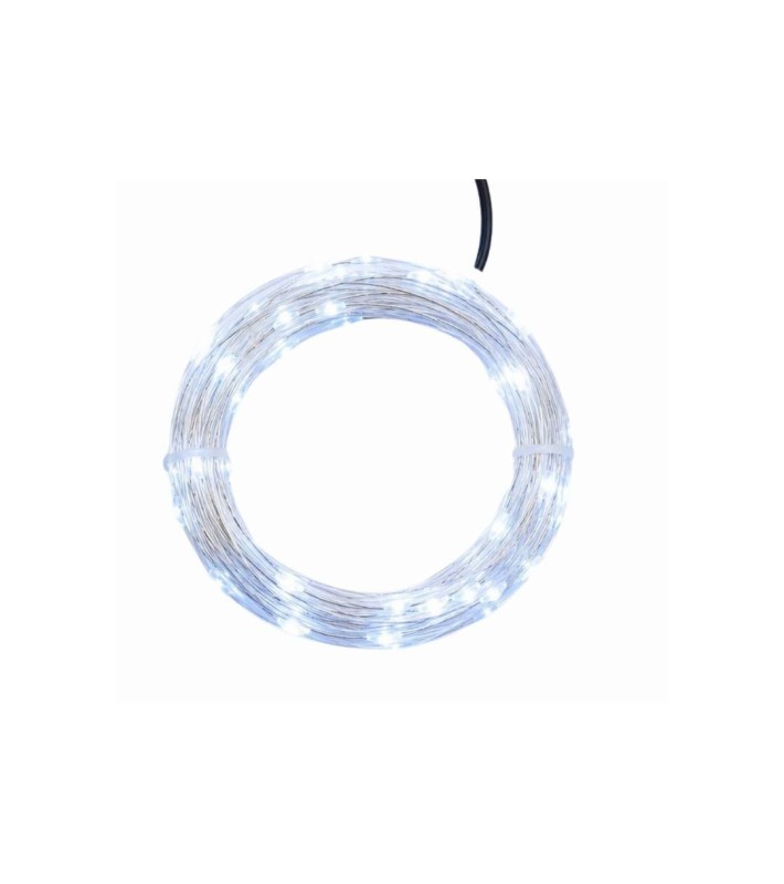 String LED Lights - Cold White with Silver Metal Cable - 16m (160 microLED) Battery-Operated IP44 String Lights String LED Lights - Cold White with Silver Metal Cable - 16m (160 microLED) Battery-Operated IP44 String Lights