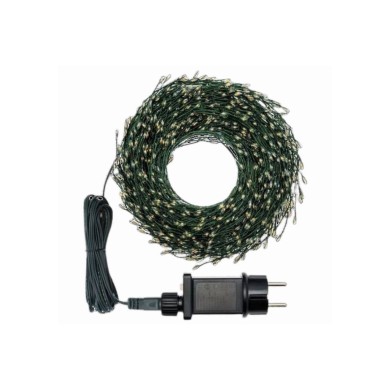 Compact LED Light String - WARM WHITE green metal cable - 1000 MicroLED ø6cm 4+20m Compact LED Light String - WARM WHITE green metal cable - 1000 MicroLED ø6cm 4+20m
