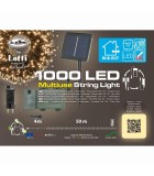 String LED Lights with solar panel   - Warm White with Green Cable - 50m (1000 LED) String Lights