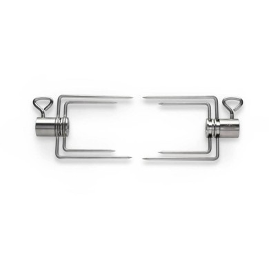 St/Steel Rotisserie Forks (Set of 2) Napoleon - Fits All Hex & Square Rotisserie Spits - 16 × 10cm