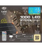 String LED Lights with solar panel   - Warm White with Green Cable - 20+4m (1000 LED) IP44 String Lights