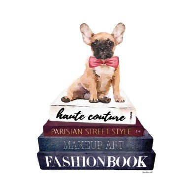 Painting Dog on Books - In Digital print on safety glass - 60x80cm