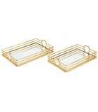 S/2 TRAY METAL WITH MIRROR GOLD 35x25x6.5cm / 30.5x20.5x6.5cm S/2 TRAY METAL WITH MIRROR GOLD 35x25x6.5cm / 30.5x20.5x6.5cm