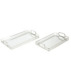 S/2 TRAY METAL WITH MIRROR M SILVER 42x25.5x5.5cm / 36x22x5.5cm S/2 TRAY METAL WITH MIRROR M SILVER 42x25.5x5.5cm / 36x22x5.5cm