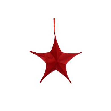 Hanging Decorative Star- Maria –Velvet - Red –D40cm Hanging Decorative Star- Maria –Velvet - Red –D40cm