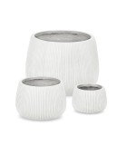 Flower Pot - Ribbed Bomb - White - D24x16cm