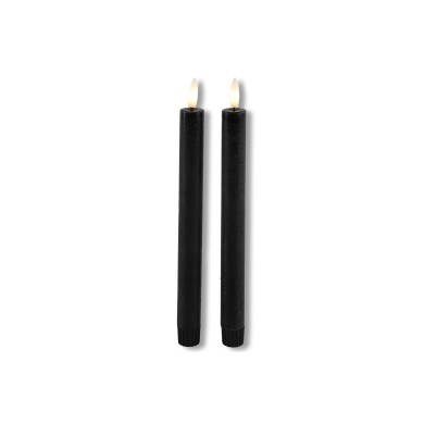 Battery Dinner Candle LED - Lyon - Black 2x2,2xH24cm (2pcs)