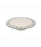 Cake Stand Cyril - Beige With Green Pattern - 32,5X9Cm