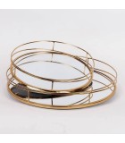 S/2 SWIVEL TRAY METAL WITH MIRROR GOLD 39x5.5cm / 30.5x5.5cm