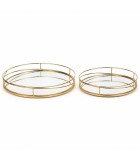 S/2 SWIVEL TRAY METAL WITH MIRROR GOLD 39x5.5cm / 30.5x5.5cm