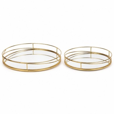 S/2 SWIVEL TRAY METAL WITH MIRROR GOLD 39x5.5cm / 30.5x5.5cm S/2 SWIVEL TRAY METAL WITH MIRROR GOLD 39x5.5cm / 30.5x5.5cm