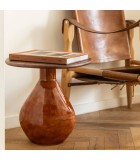 Side Table Mio - Red Clay With Wooden Tabletop - 41X36X40Cm Side Table Mio - Red Clay With Wooden Tabletop - 41X36X40Cm