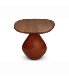 Side Table Mio - Red Clay With Wooden Tabletop - 41X36X40Cm Side Table Mio - Red Clay With Wooden Tabletop - 41X36X40Cm