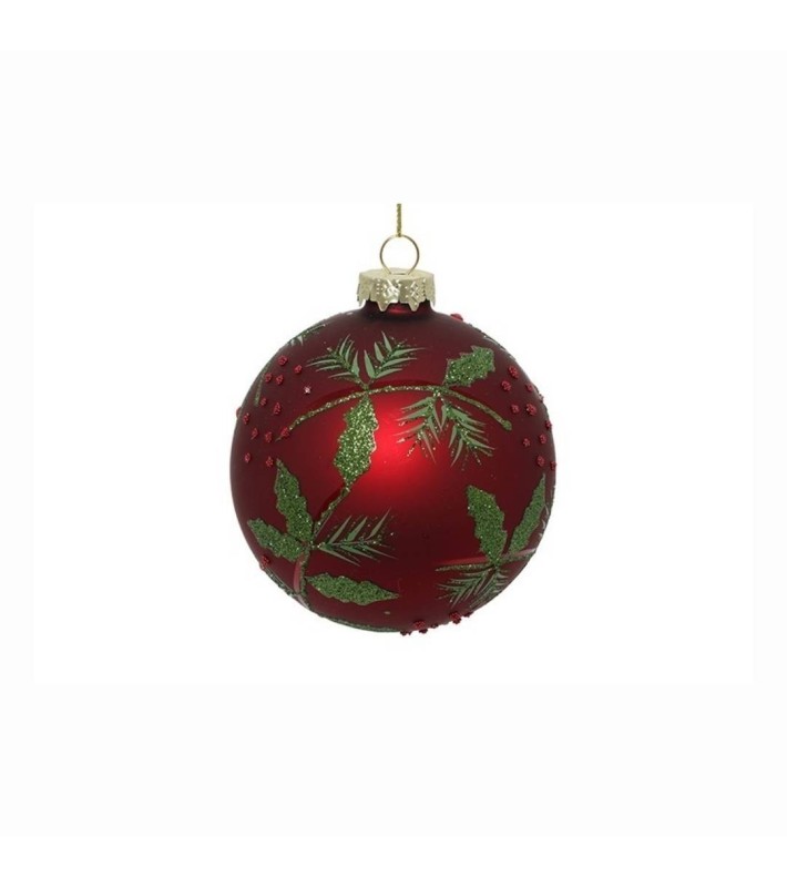 Ornament Ball - Ilex - Red/Leaf - Ø8εκ Ornament Ball - Ilex - Red/Leaf - Ø8εκ