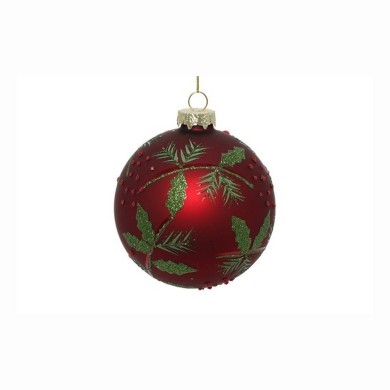 Ornament Ball - Ilex - Red/Leaf - Ø10cm Ornament Ball - Ilex - Red/Leaf - Ø10cm