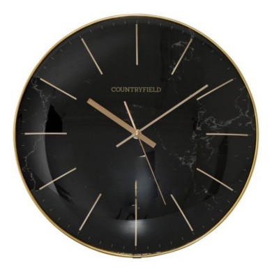 Decorative Wall Clock - Black Marble - 35x35x5cm
