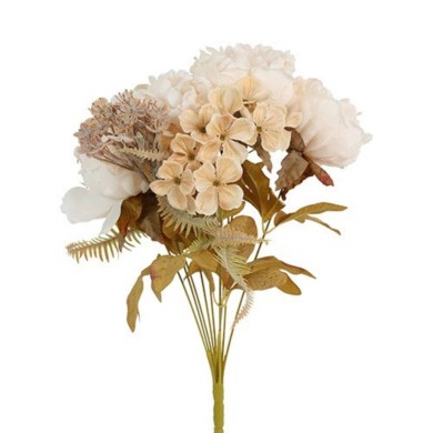Artificial Bouquet Pia - White - 15x15x46cm