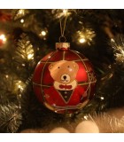 Ornament ball w/bear Logan - Red - Ø8CM Ornament ball w/bear Logan - Red - Ø8CM