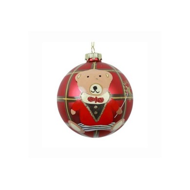 Ornament ball w/bear Logan - Red - Ø8CM Ornament ball w/bear Logan - Red - Ø8CM