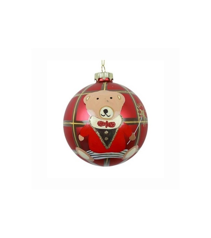Ornament ball w/bear Logan - Red - Ø8CM Ornament ball w/bear Logan - Red - Ø8CM