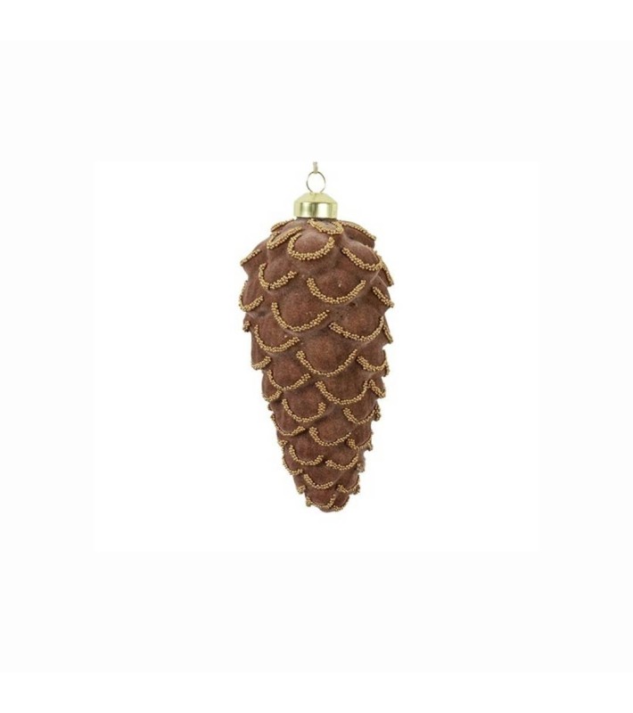 Ornament Pinecone Nora - Light Brown/Gold - Ø7.7x16cm Ornament Pinecone Nora - Light Brown/Gold - Ø7.7x16cm
