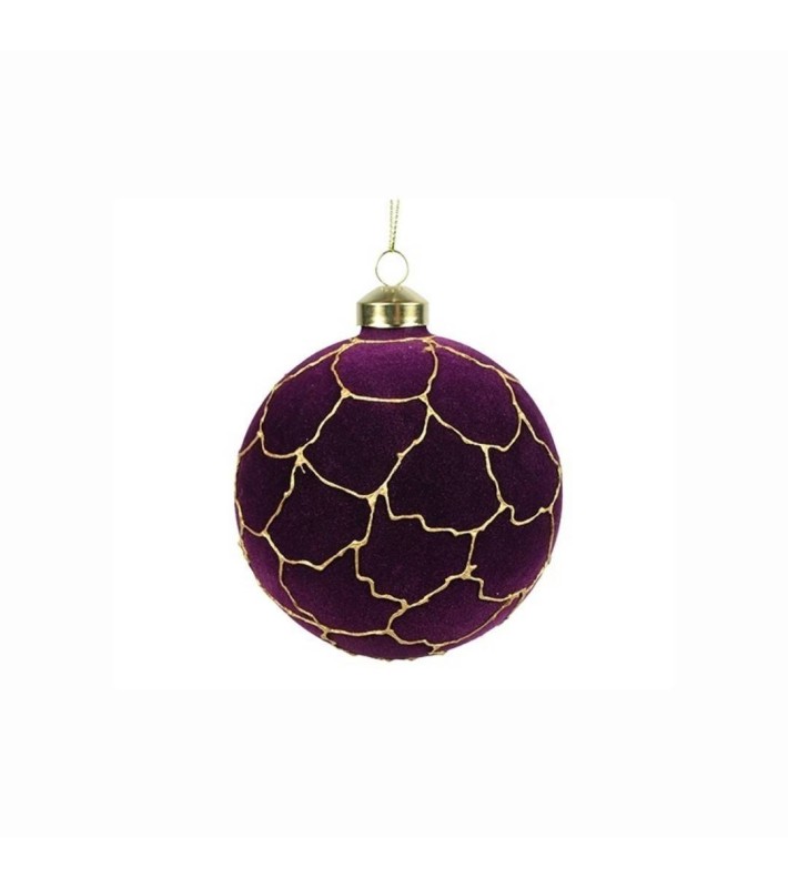 Ornament Ball Malin- Purple/Gold - Ø8cm Ornament Ball Malin- Purple/Gold - Ø8cm