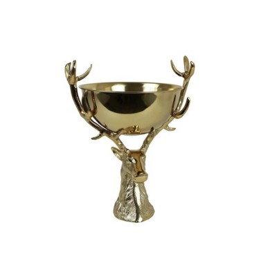 Deer w/bowl Gers - Gold - 49x37x31CM Deer w/bowl Gers - Gold - 49x37x31CM