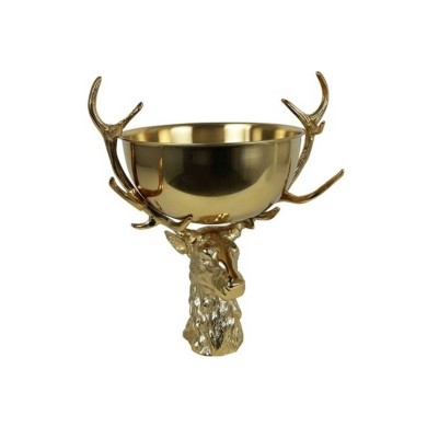 Deer w/bowl Gers - Gold - 66x54x39CM Deer w/bowl Gers - Gold - 66x54x39CM