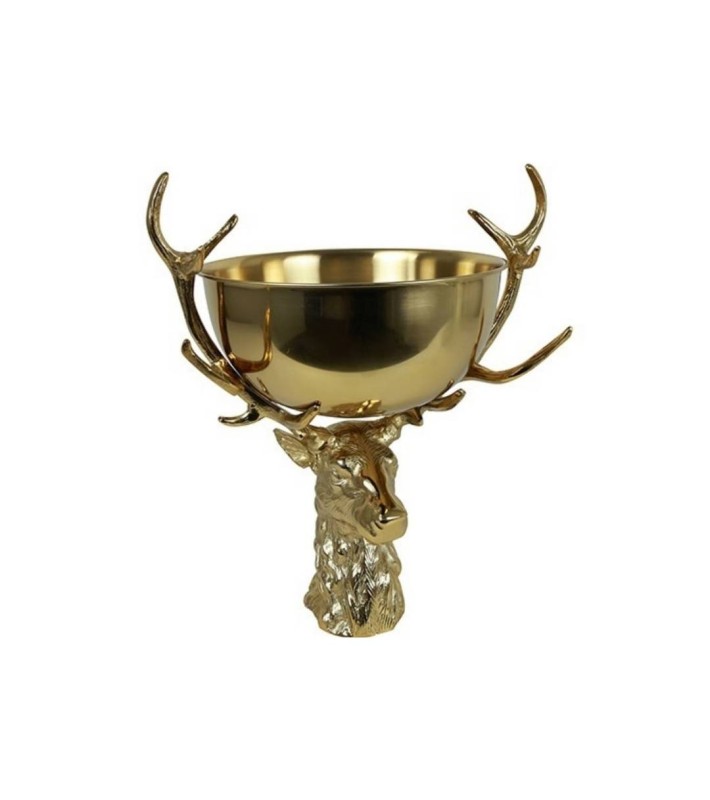 Deer w/bowl Gers - Gold - 66x54x39CM Deer w/bowl Gers - Gold - 66x54x39CM