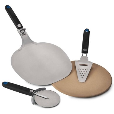 Pizza Lover's Starter Kit Napoleon (3pcs) - Pizza Stone, SS Pizza Peel & SS Pizza Cutter