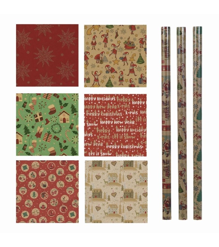 Christmas Kraft Wrapping Paper Roll - 70x300cm Christmas Kraft Wrapping Paper Roll - 70x300cm