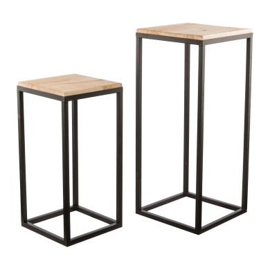 Decorative Table Set Poodest - Wooden/Metal Black 35x82/30x62cm (2pcs)