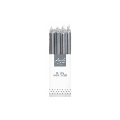 DINNER CANDLE SET 12PCS - SILVER - 25CM DINNER CANDLE SET 12PCS - SILVER - 25CM