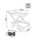 Trolley Bar - Woody - Brown - 87x56x76cm